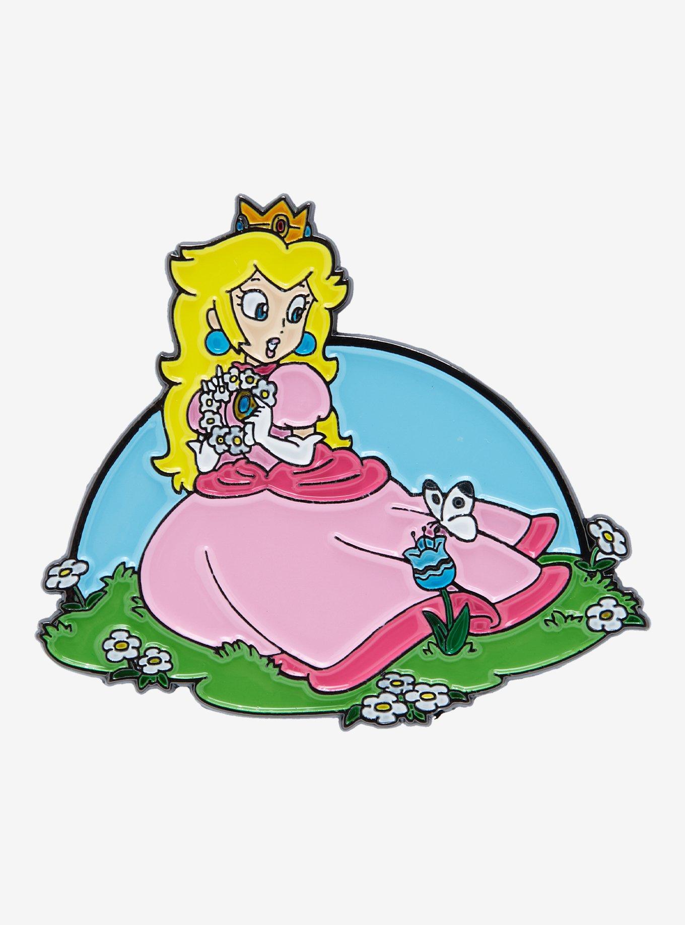 Nintendo Super Mario Bros. Princess Peach Floral Enamel Pin - BoxLunch Exclusive, , hi-res