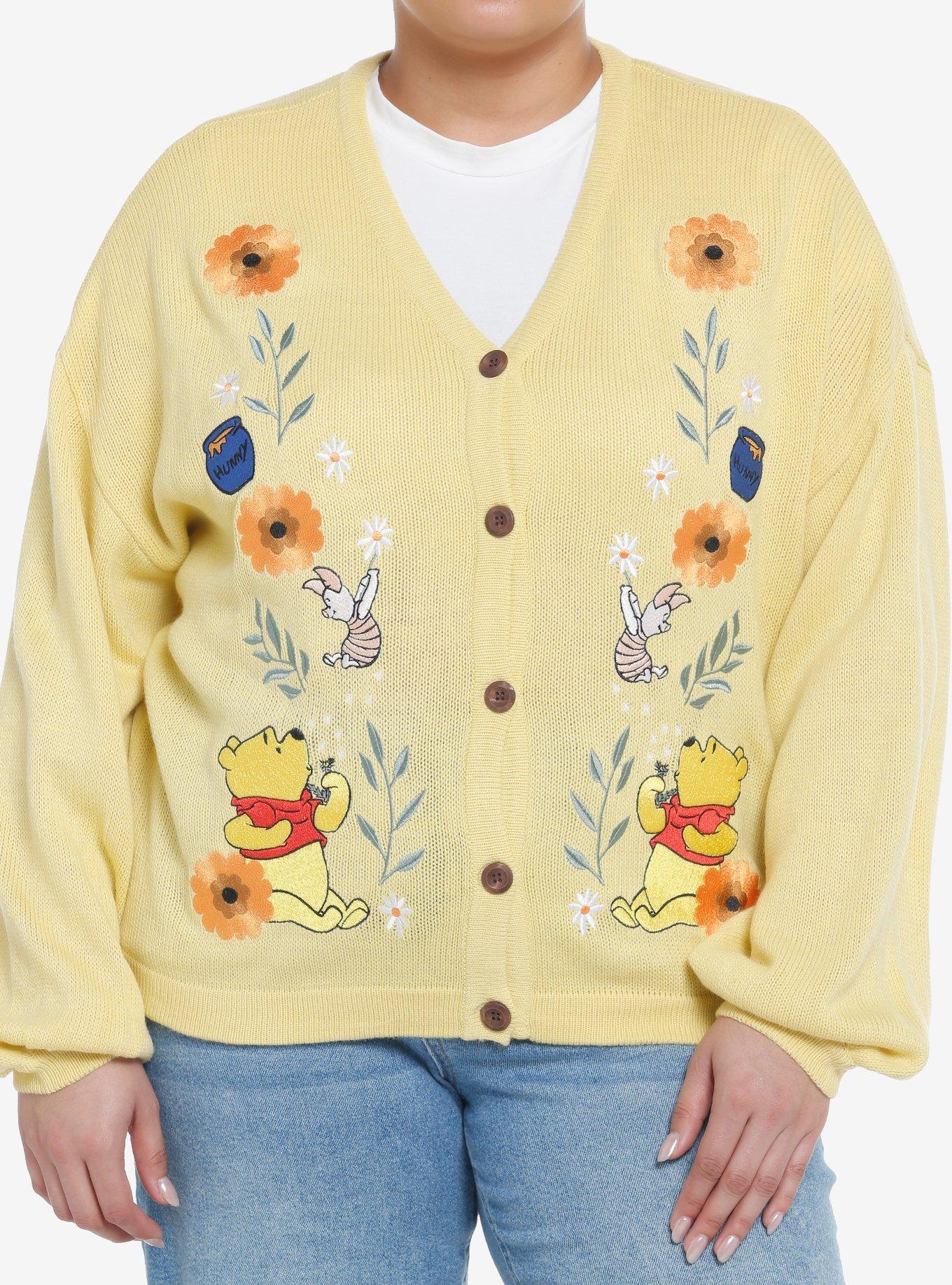 Disney Winnie The Pooh Piglet Flower Cardigan Plus Size, GOLDEN YELLOW, hi-res