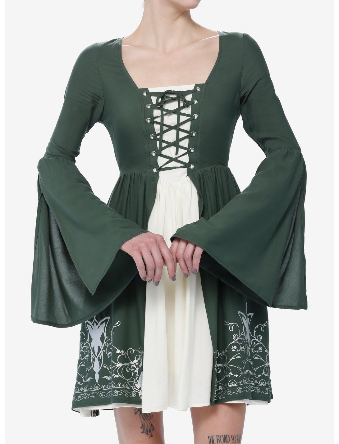 The Lord Of The Rings Elven Dress, GREEN  WHITE, hi-res