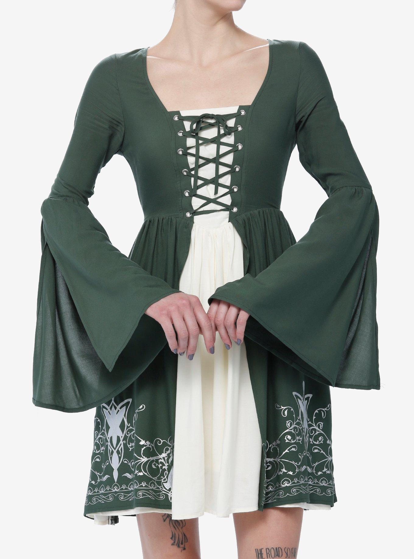 The Lord Of The Rings Elven Dress, GREEN  WHITE, hi-res