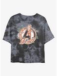 Marvel Avengers Floral Logo Tie-Dye Girls Crop T-Shirt, BLKCHAR, hi-res