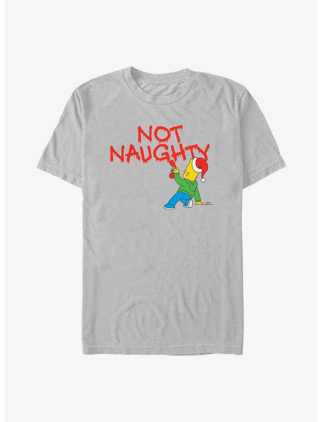 The Simpsons Holiday Bart Not Naughty T-Shirt, SILVER, hi-res