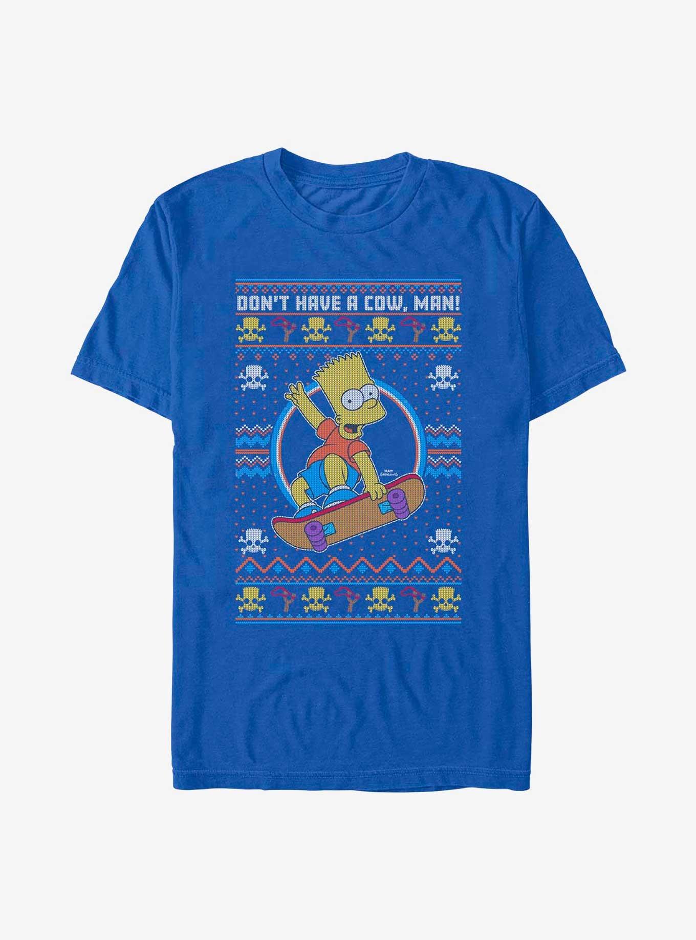 The Simpsons Bart Ugly Christmas T-Shirt, ROYAL, hi-res