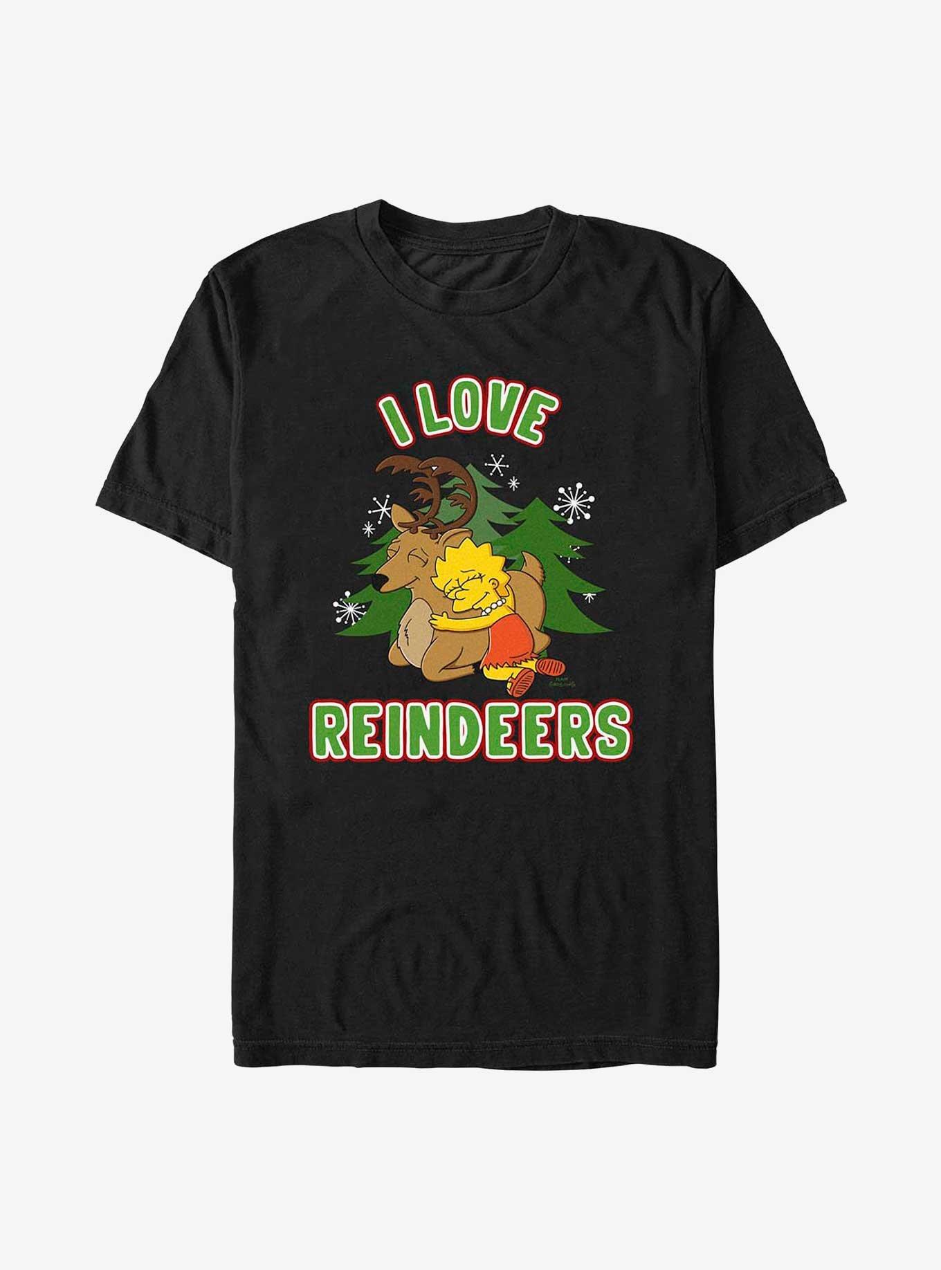The Simpsons Lisa Loves Reindeers T-Shirt, BLACK, hi-res
