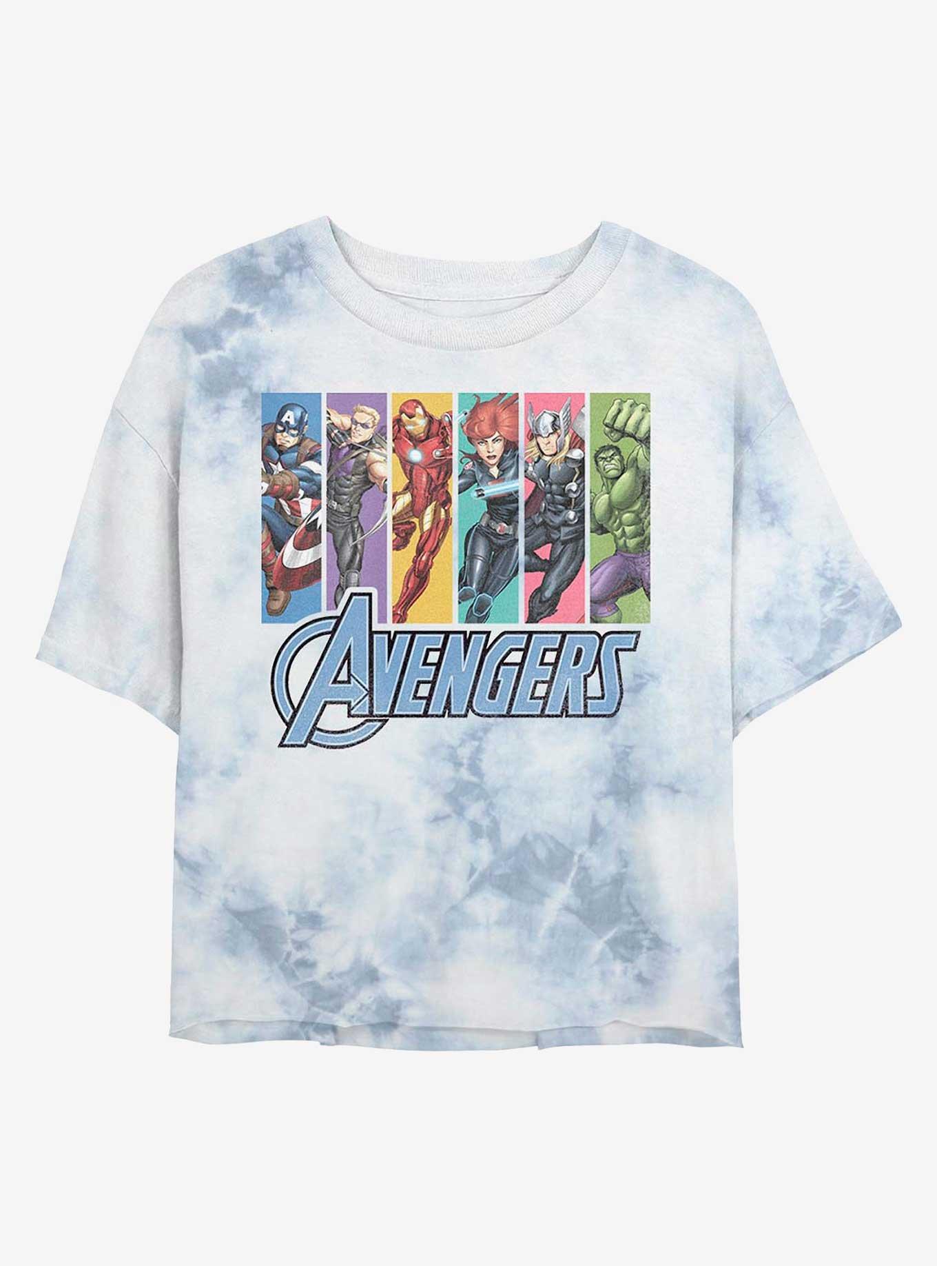 Marvel Avengers Original Unite Tie-Dye Girls Crop T-Shirt, WHITEBLUE, hi-res