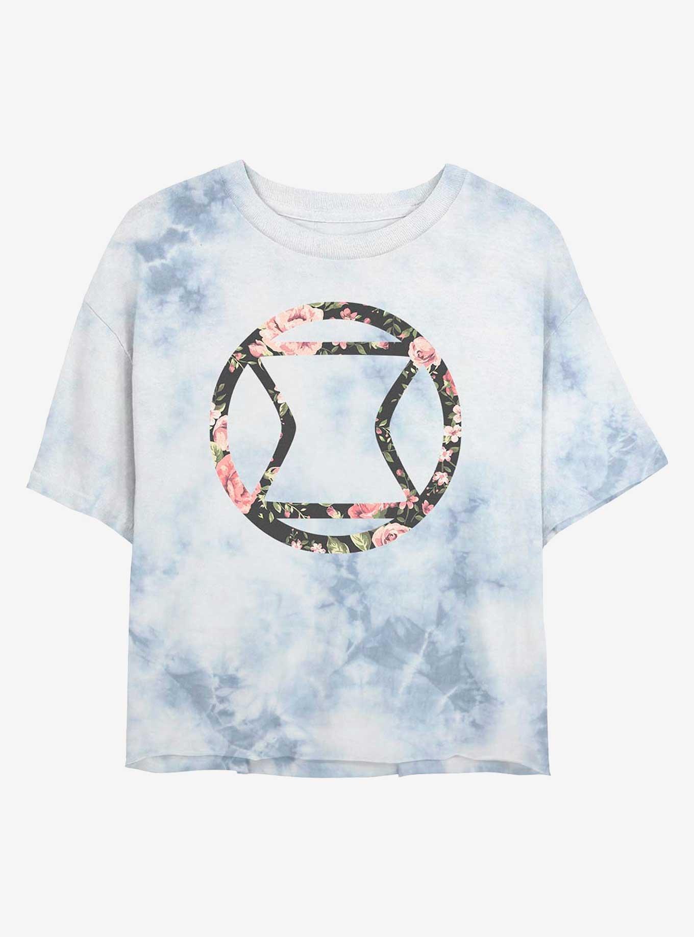 Marvel Black Widow Floral Icon Tie-Dye Girls Crop T-Shirt, , hi-res