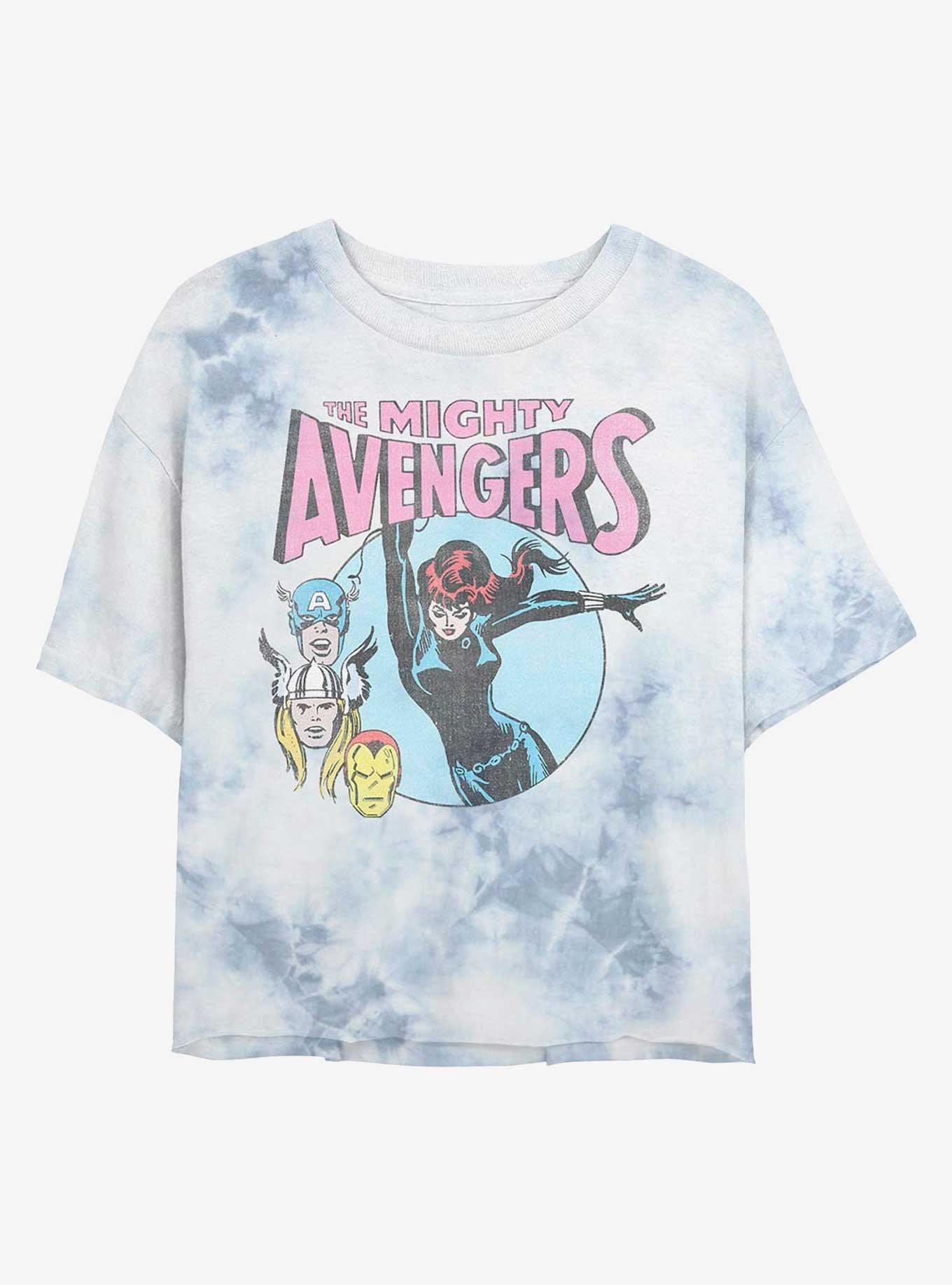 Marvel Avengers Mighty Heroes Tie-Dye Girls Crop T-Shirt, , hi-res