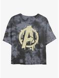 Marvel Avengers Paint Drip Logo Tie-Dye Girls Crop T-Shirt, BLKCHAR, hi-res