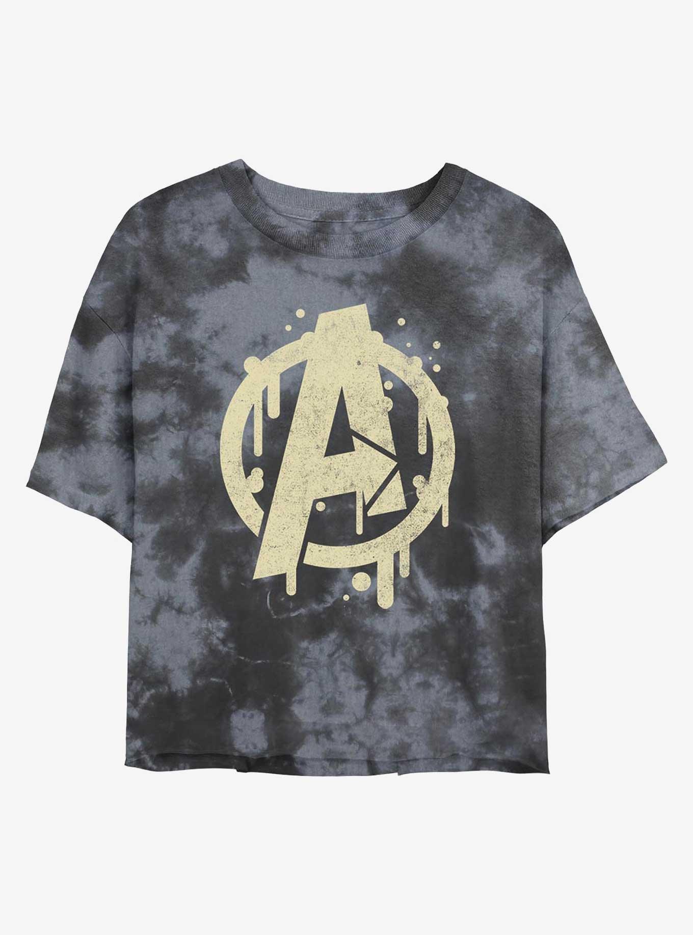 Marvel Avengers Paint Drip Logo Tie-Dye Girls Crop T-Shirt, , hi-res