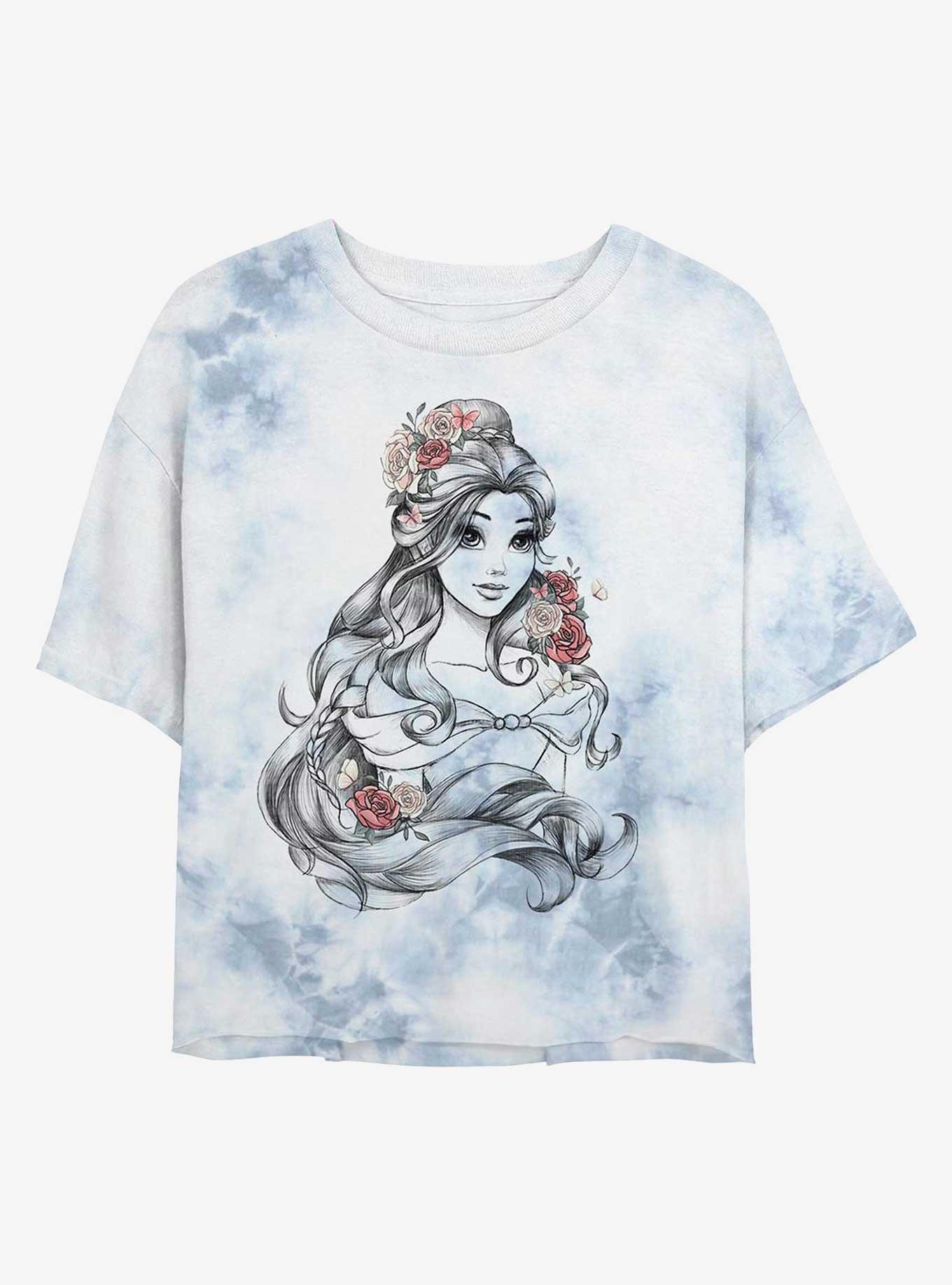 Disney Beauty and the Beast Belle of the Ball Tie-Dye Girls Crop T-Shirt, WHITEBLUE, hi-res