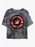 Marvel Captain America Flag Shield Tie-Dye Girls Crop T-Shirt, BLKCHAR, hi-res