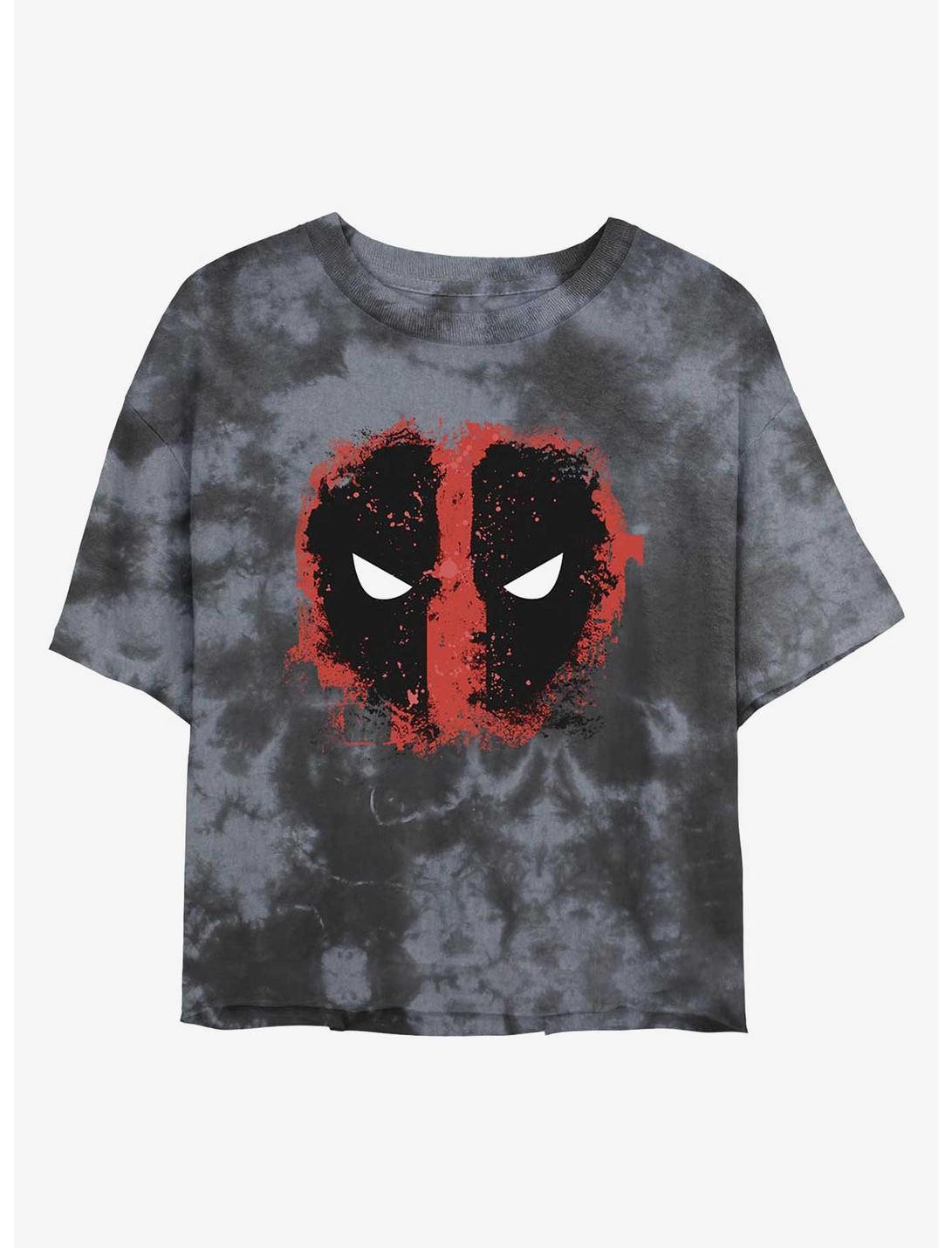 Marvel Deadpool Dead Eyes Tie-Dye Girls Crop T-Shirt, BLKCHAR, hi-res