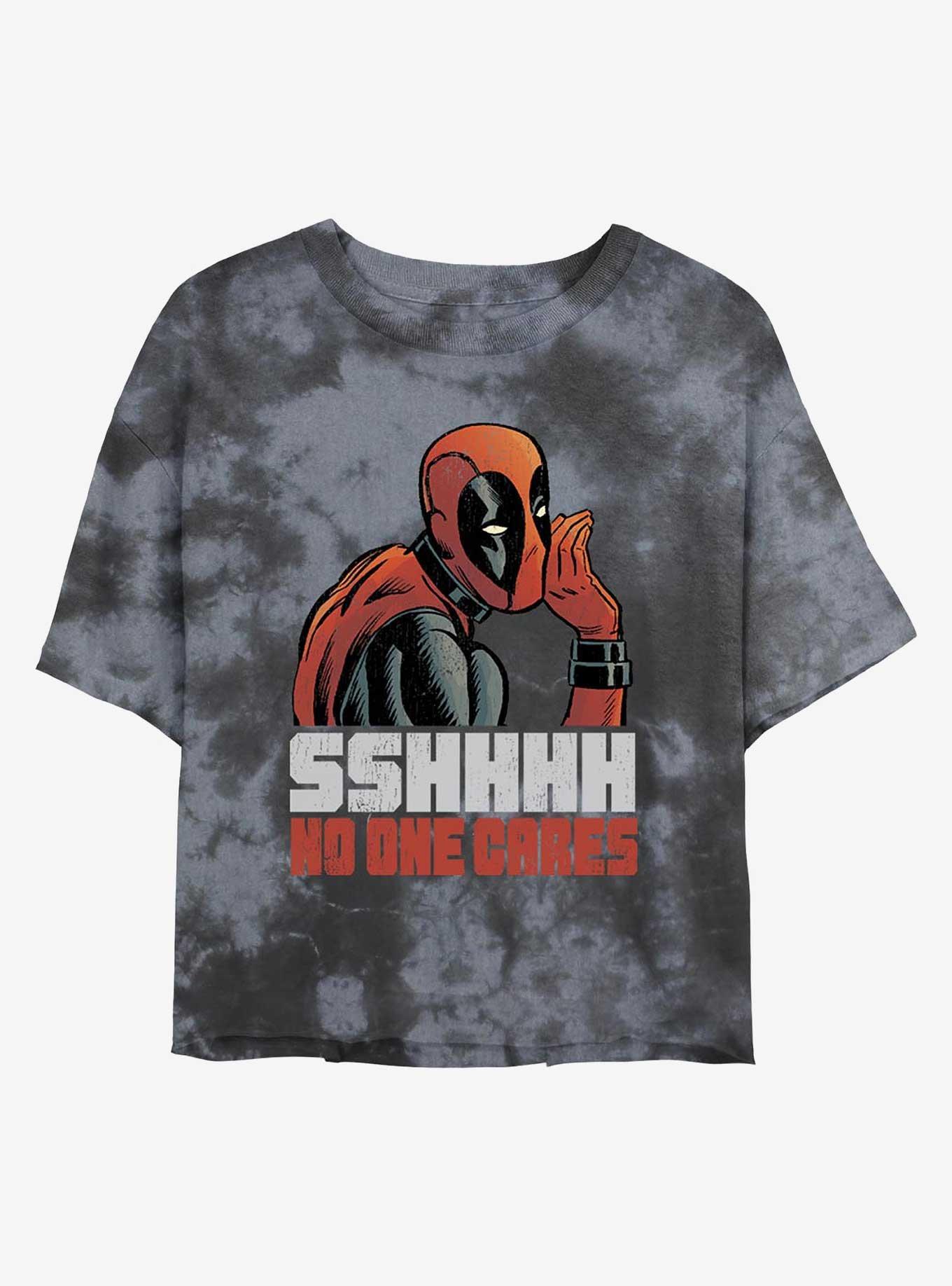 Marvel Deadpool No One Cares Tie-Dye Girls Crop T-Shirt, BLKCHAR, hi-res