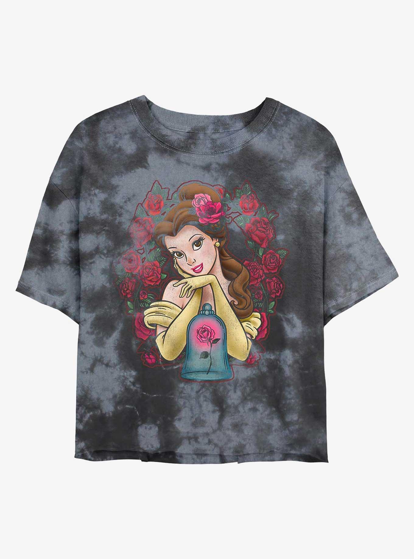 Disney Beauty and the Beast Rose Belle Tie-Dye Girls Crop T-Shirt, BLKCHAR, hi-res