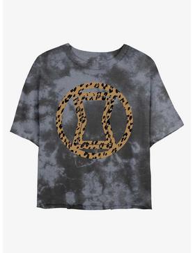 Marvel Black Widow Leopard Fill Logo Tie-Dye Girls Crop T-Shirt, , hi-res