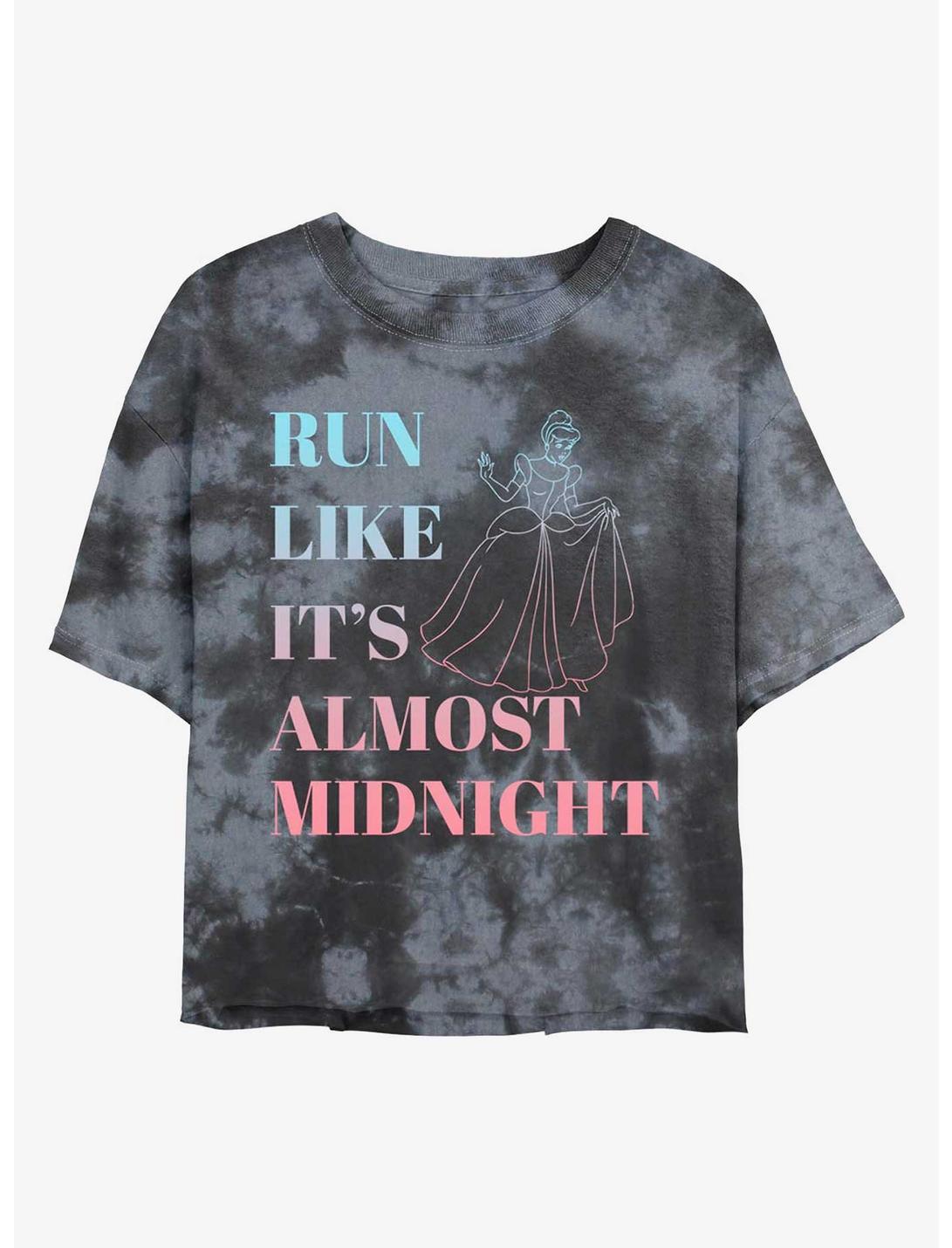Disney Cinderella Run Like It's Almost Midnight Tie-Dye Girls Crop T-Shirt, BLKCHAR, hi-res