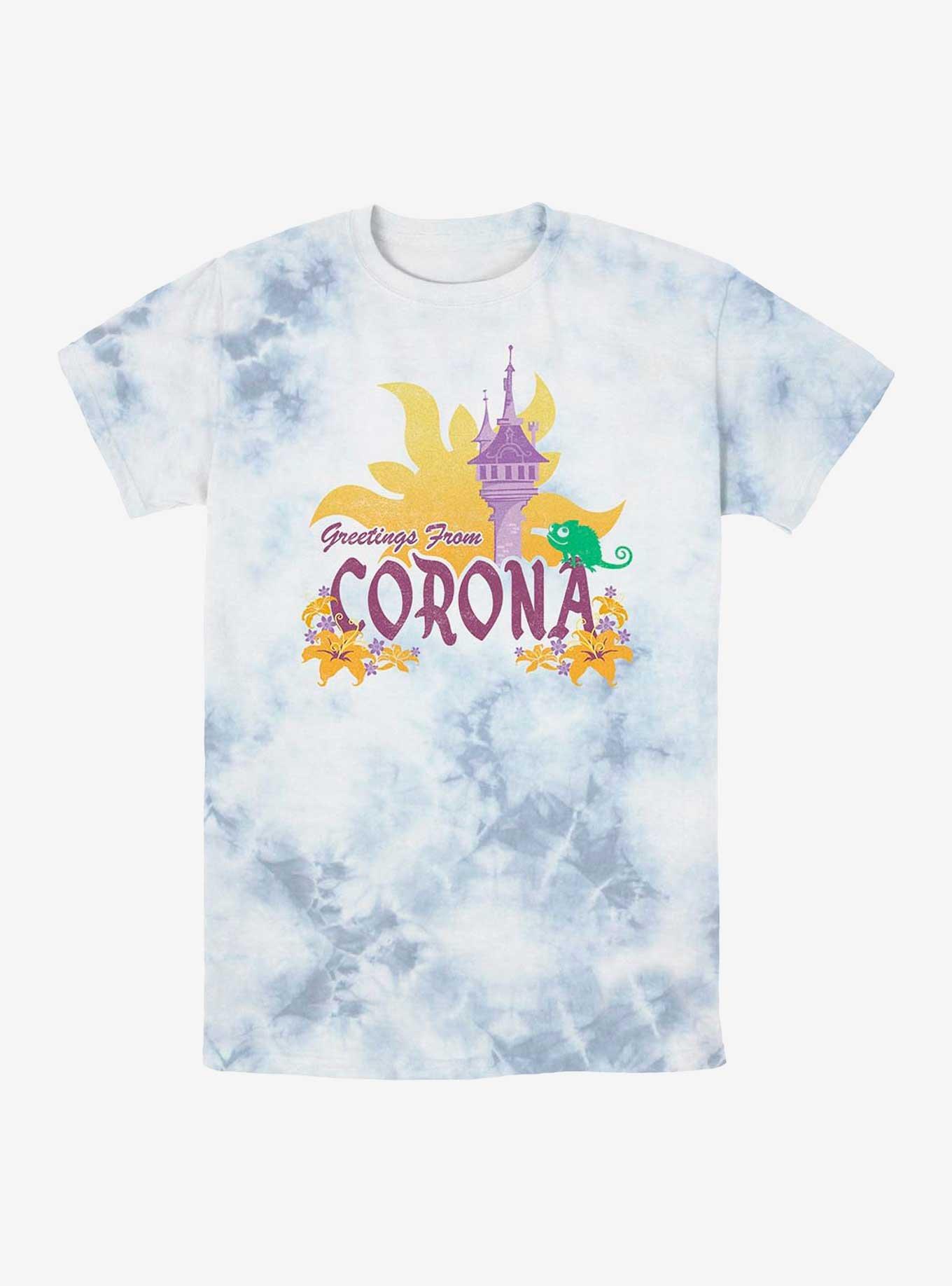 Disney Princesses Tangled Greetings From Corona Tie-Dye T-Shirt, WHITEBLUE, hi-res