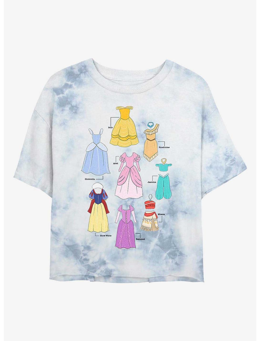 Disney Princesses Dresses Tie-Dye Girls Crop T-Shirt, WHITEBLUE, hi-res