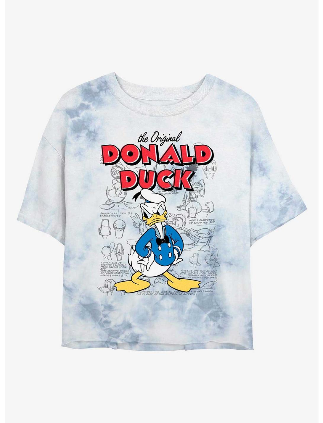 Disney Donald Duck Original Sketch Tie-Dye Girls Crop T-Shirt, WHITEBLUE, hi-res