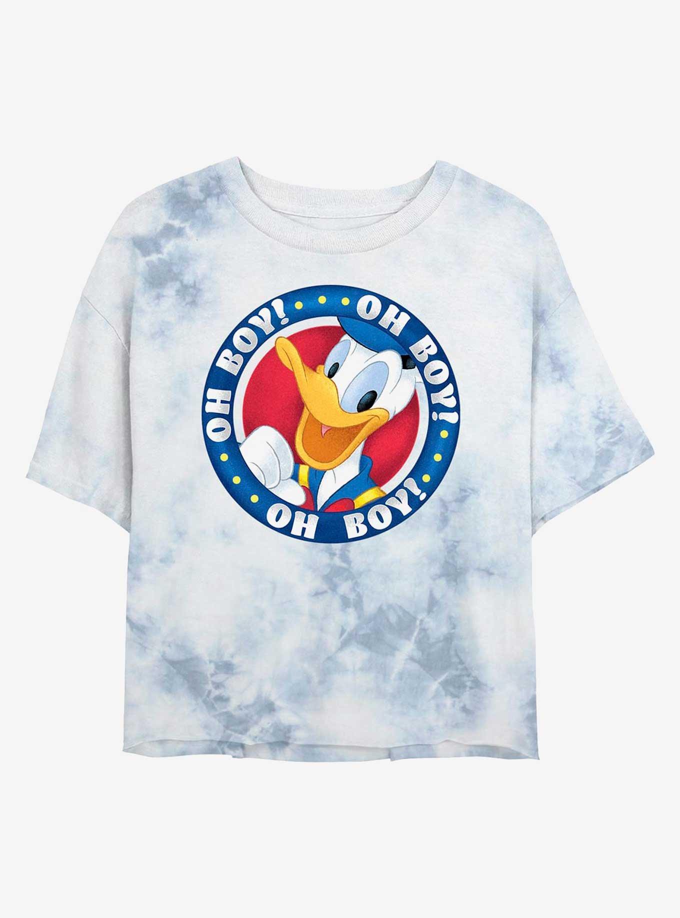 Disney Donald Duck Oh Boy Badge Tie-Dye Girls Crop T-Shirt, , hi-res