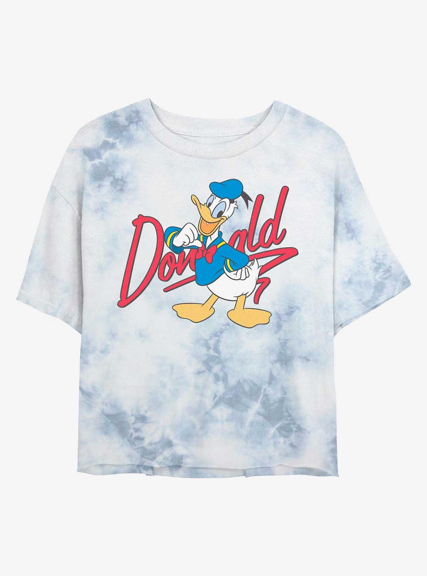 Disney Donald Duck Signature Donald Tie-Dye Girls Crop T-Shirt, WHITEBLUE, hi-res
