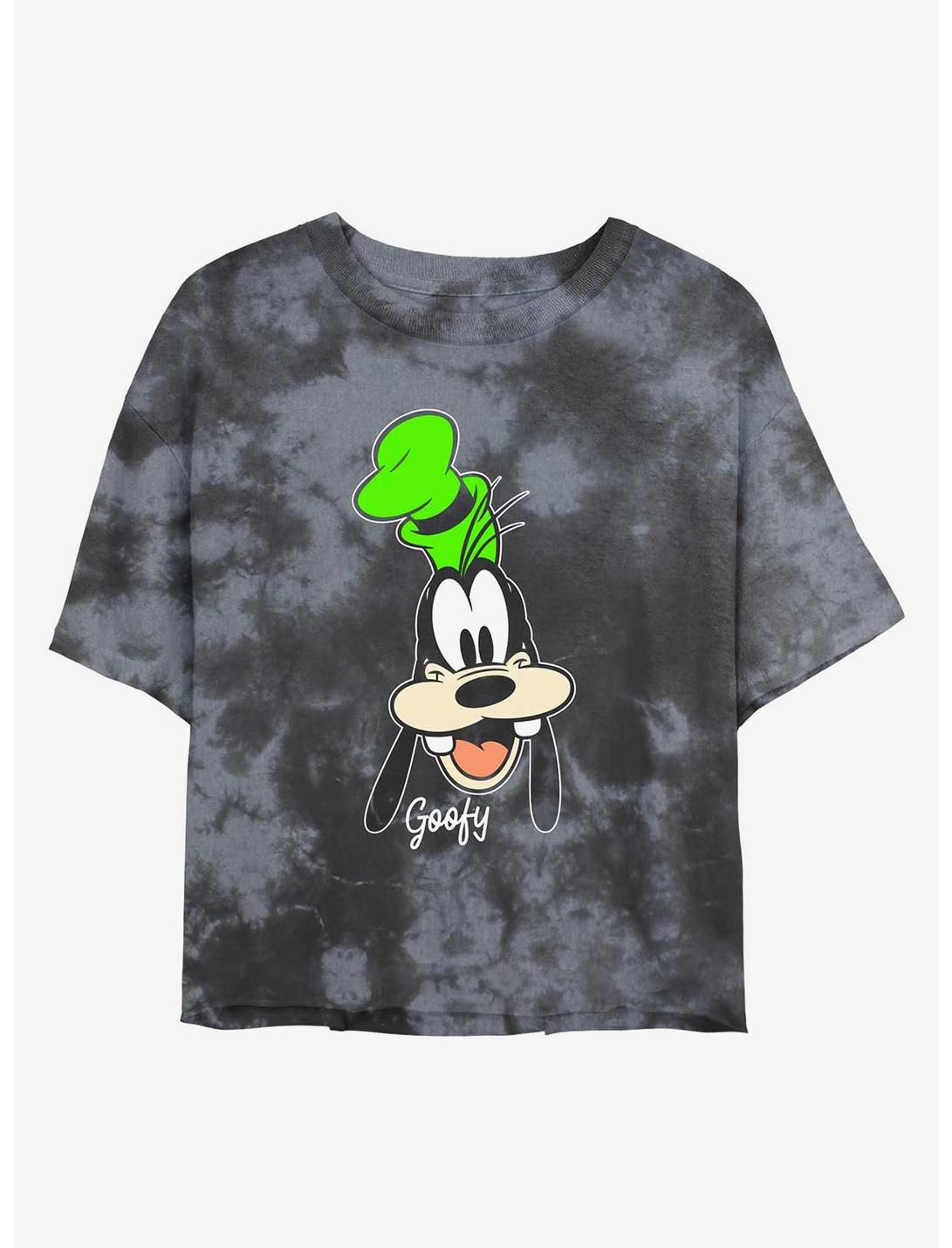 Disney Goofy Big Face Tie-Dye Girls Crop T-Shirt, BLKCHAR, hi-res