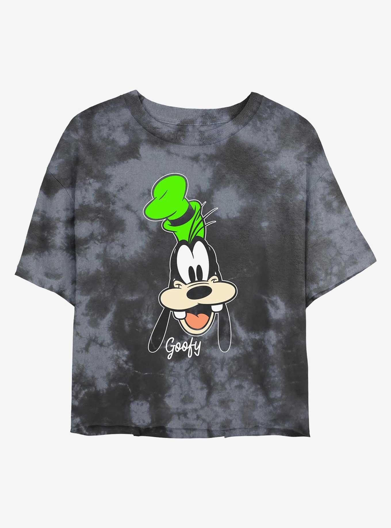Disney Goofy Big Face Tie-Dye Girls Crop T-Shirt, BLKCHAR, hi-res