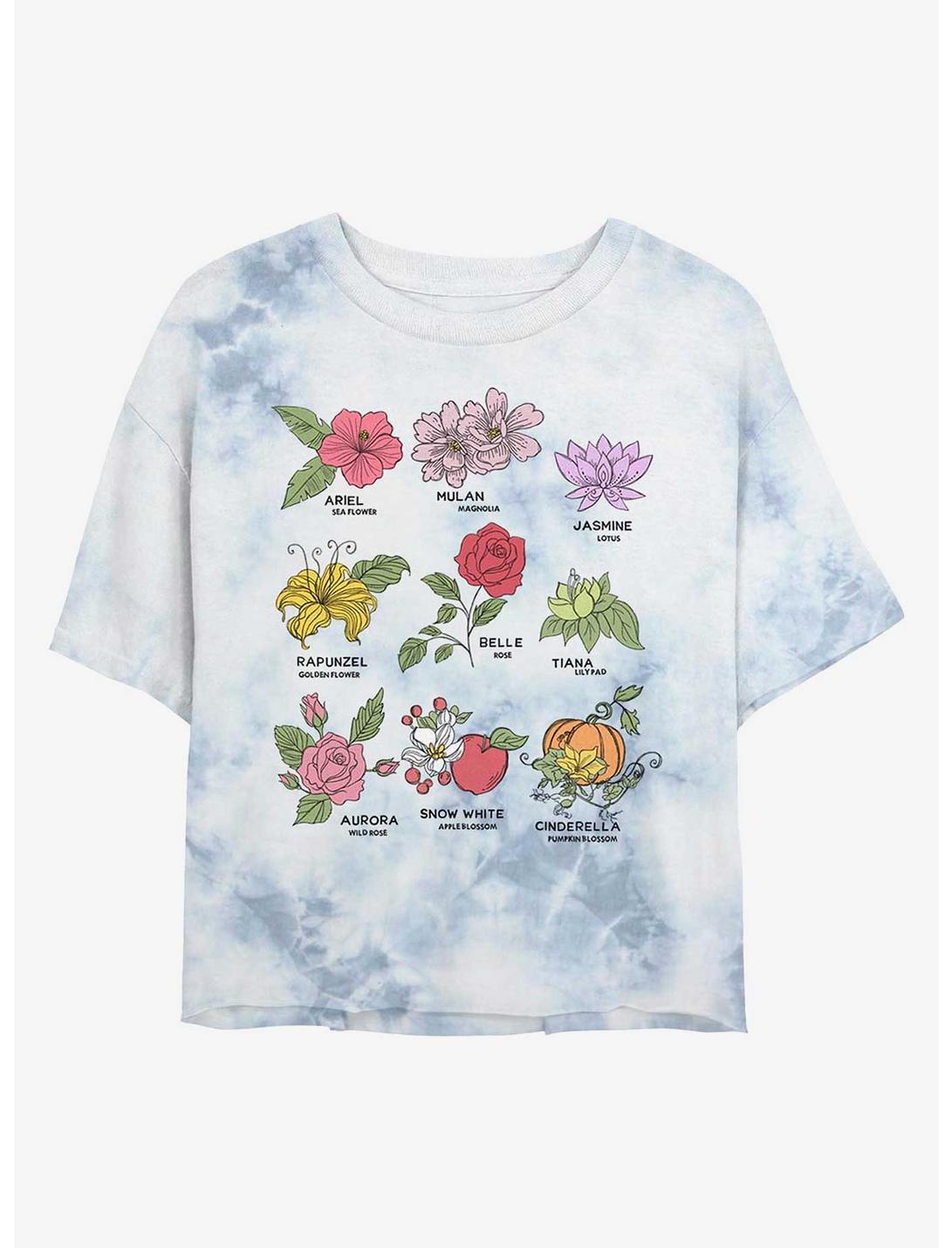 Disney Princesses Princess Flowers Tie-Dye Girls Crop T-Shirt, WHITEBLUE, hi-res