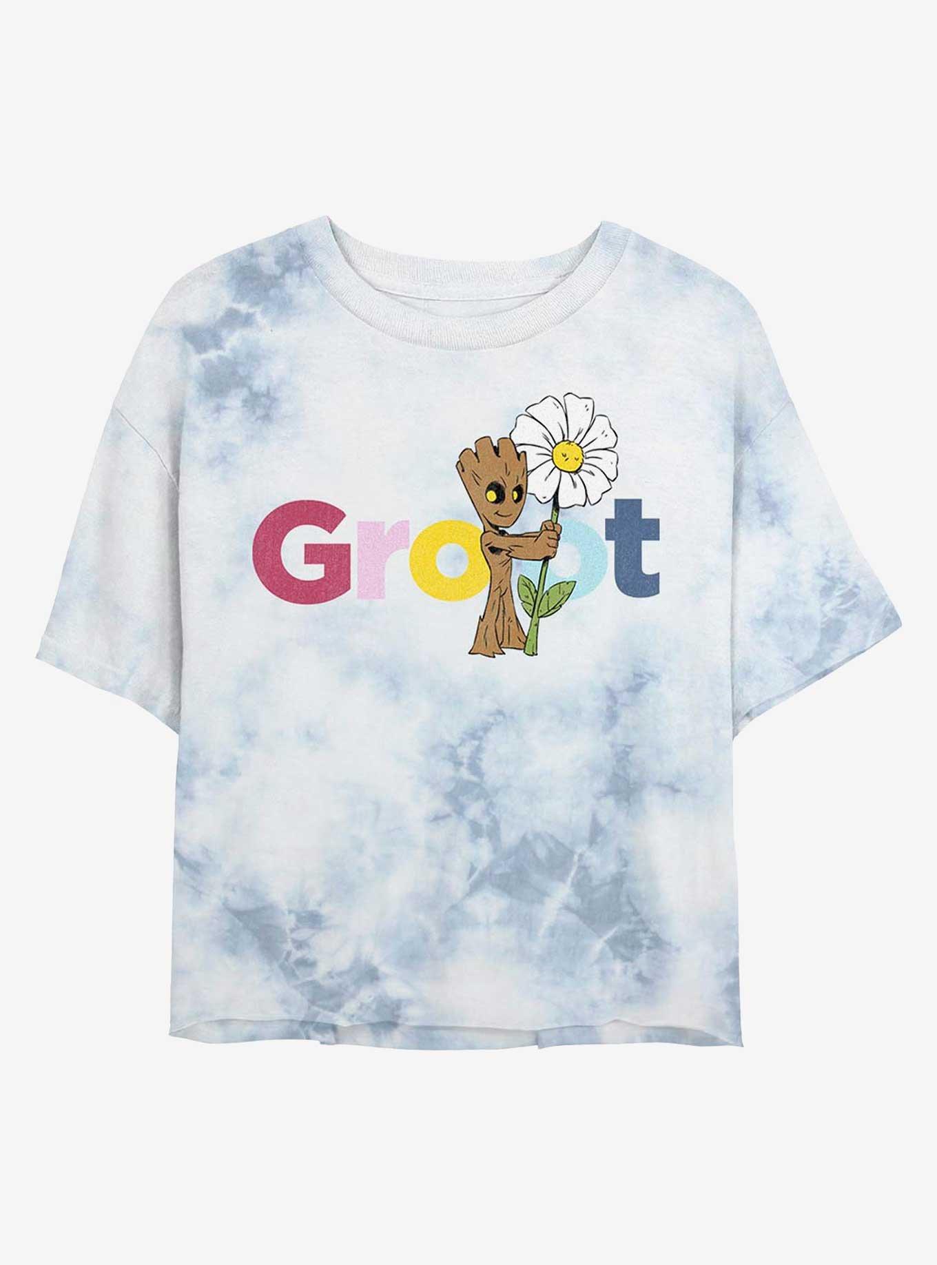 Marvel Guardians of the Galaxy Groot Tie-Dye Girls Crop T-Shirt