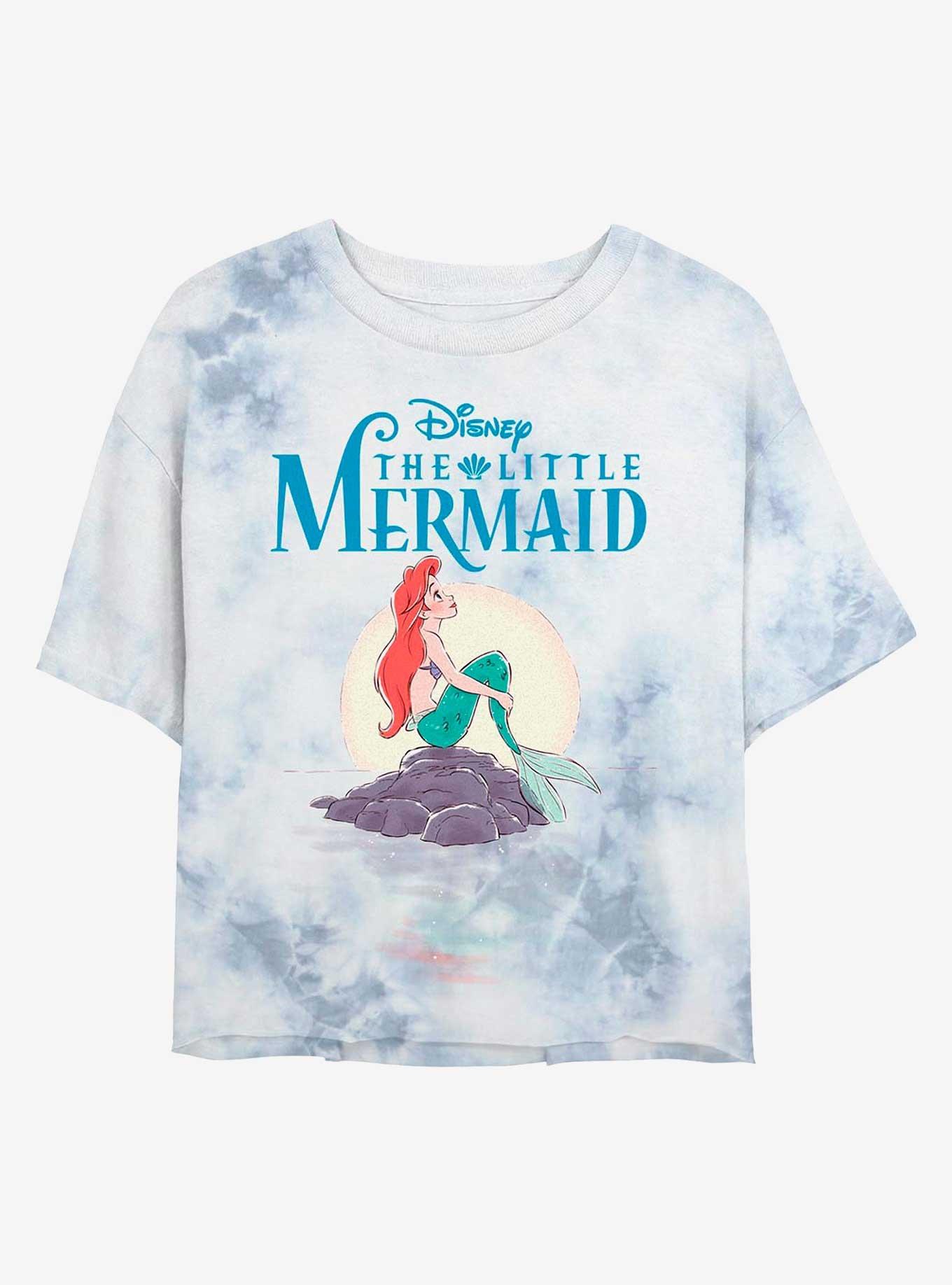 Disney The Little Mermaid Above The Sea Tie-Dye Girls Crop T-Shirt, WHITEBLUE, hi-res