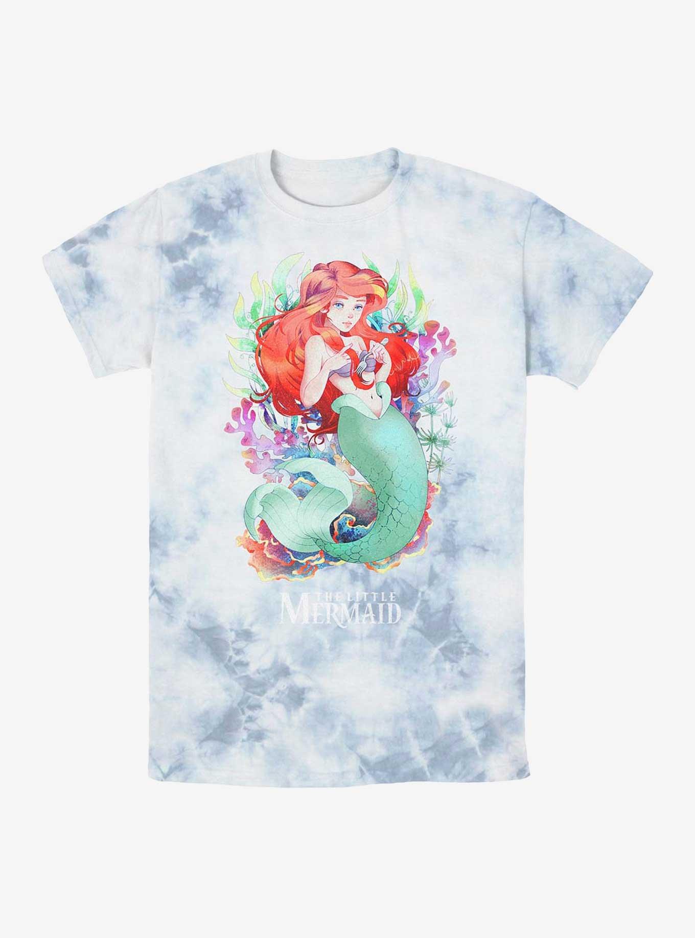 Disney The Little Mermaid Anime Style Ariel Tie-Dye T-Shirt, WHITEBLUE, hi-res