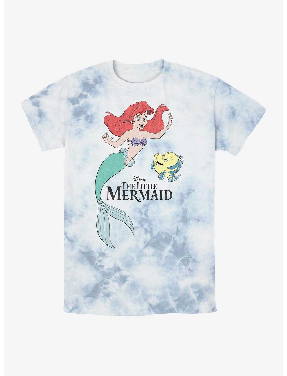 Disney The Little Mermaid Ariel and Flounder Tie-Dye T-Shirt, WHITEBLUE, hi-res