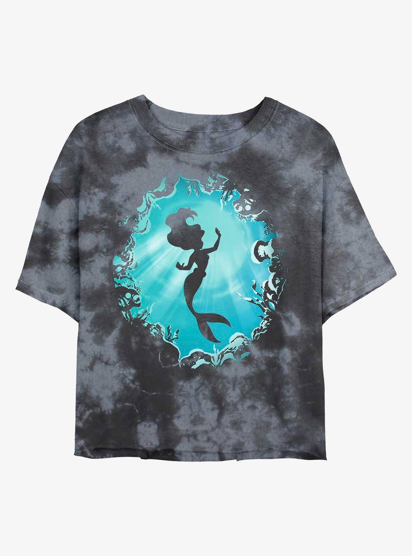 Disney The Little Mermaid Ariel's Grotto Tie-Dye Girls Crop T-Shirt, BLKCHAR, hi-res