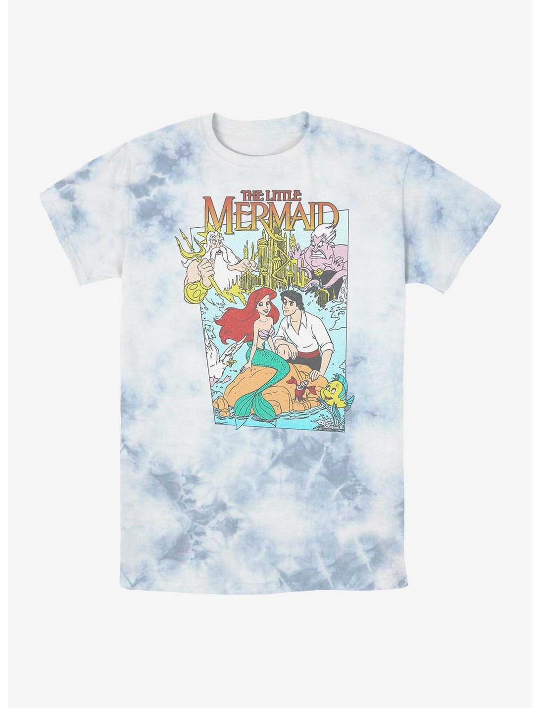Disney The Little Mermaid Movie Cover Tie-Dye T-Shirt, WHITEBLUE, hi-res