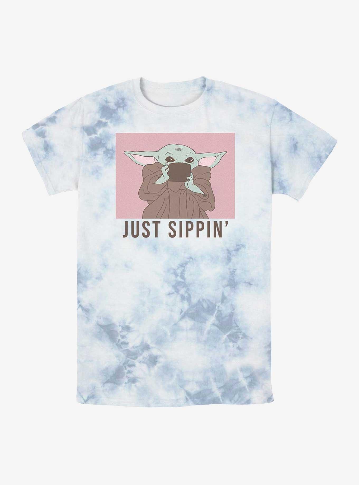 Star Wars The Mandalorian Grogu Just Sippin' Tie-Dye T-Shirt, , hi-res