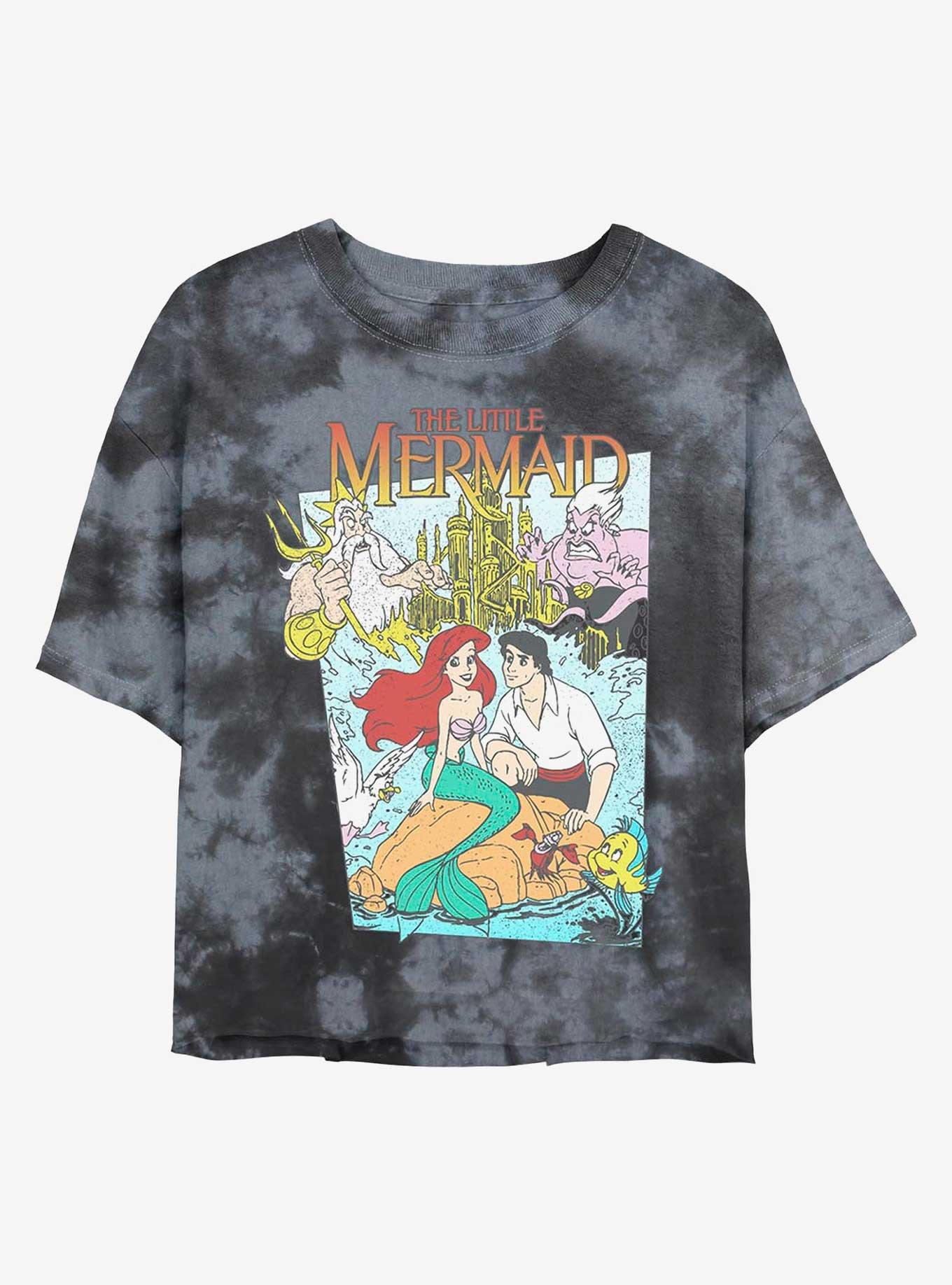 Disney The Little Mermaid Movie Cover Tie-Dye Girls Crop T-Shirt, , hi-res