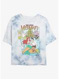 Disney The Little Mermaid Movie Cover Tie-Dye Girls Crop T-Shirt, WHITEBLUE, hi-res
