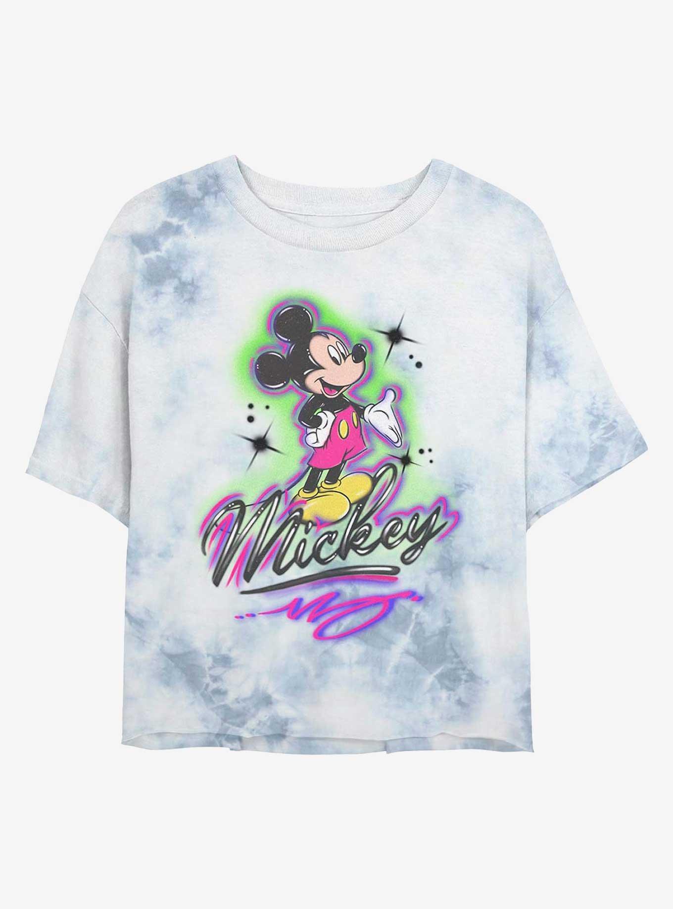 Disney Mickey Mouse Airbrush Mickey Tie-Dye Girls Crop T-Shirt, , hi-res