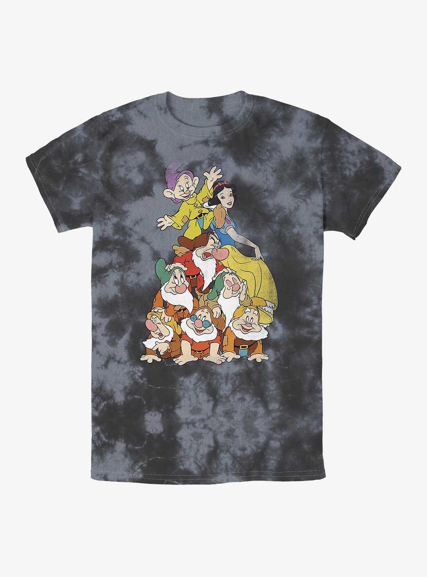 Disney Snow White and the Seven Dwarfs Squad Dwarf Stack Tie-Dye T-Shirt, BLKCHAR, hi-res