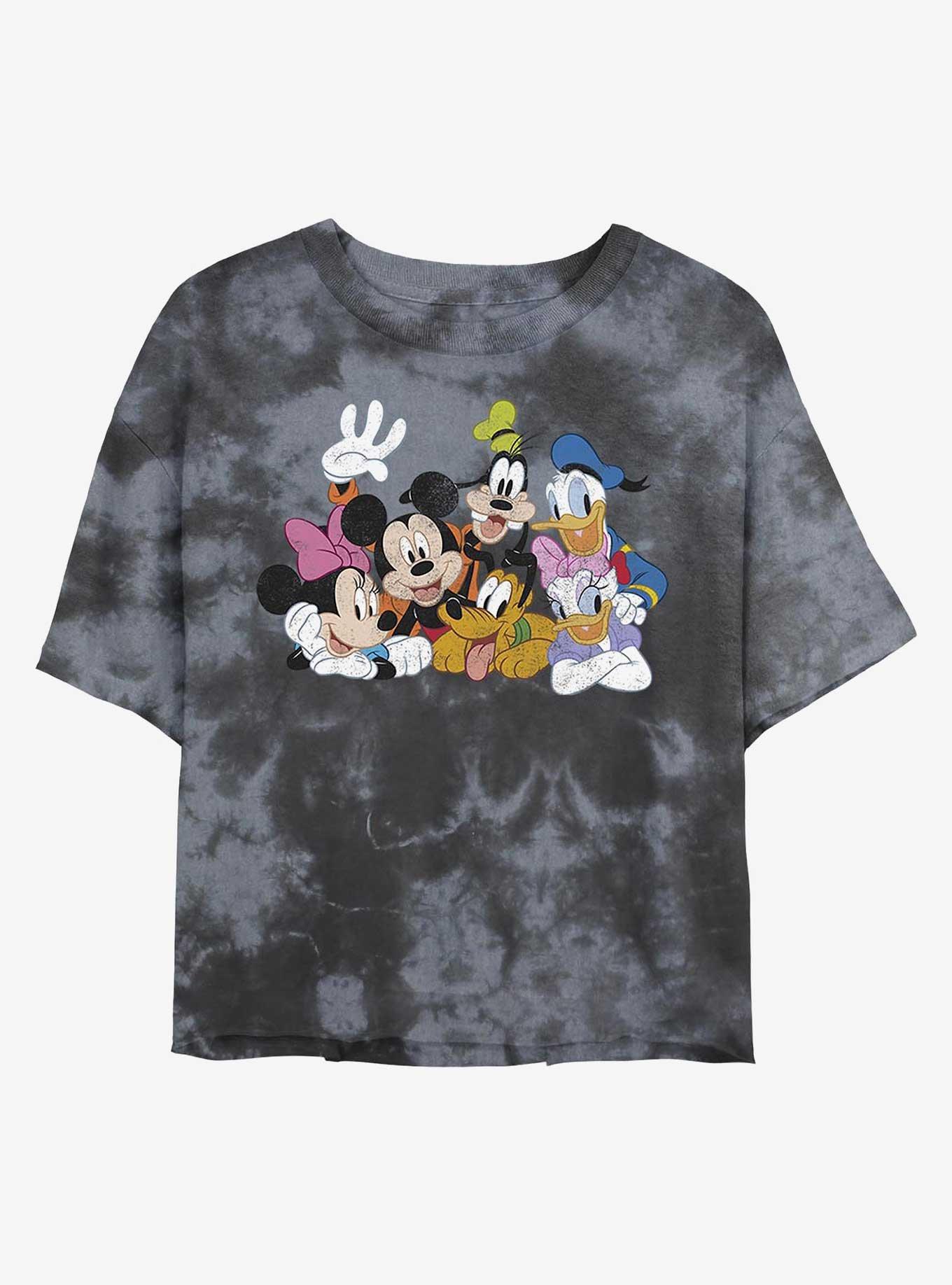 Disney Mickey Mouse All The Friends Tie-Dye Girls Crop T-Shirt