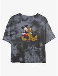 Disney Mickey Mouse Mickey and Pluto Tie-Dye Girls Crop T-Shirt, BLKCHAR, hi-res