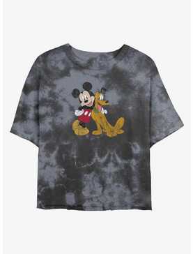 Disney Mickey Mouse Mickey and Pluto Tie-Dye Girls Crop T-Shirt, , hi-res