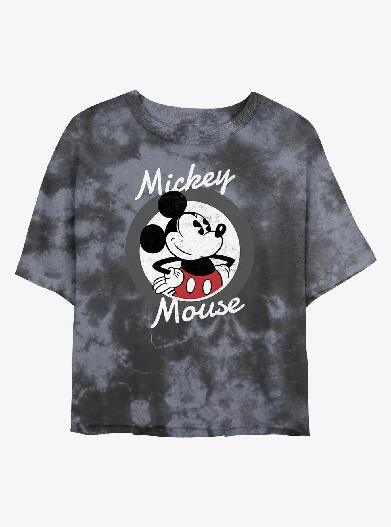 Disney Mickey Mouse Mickey Badge Tie-Dye Girls Crop T-Shirt, , hi-res