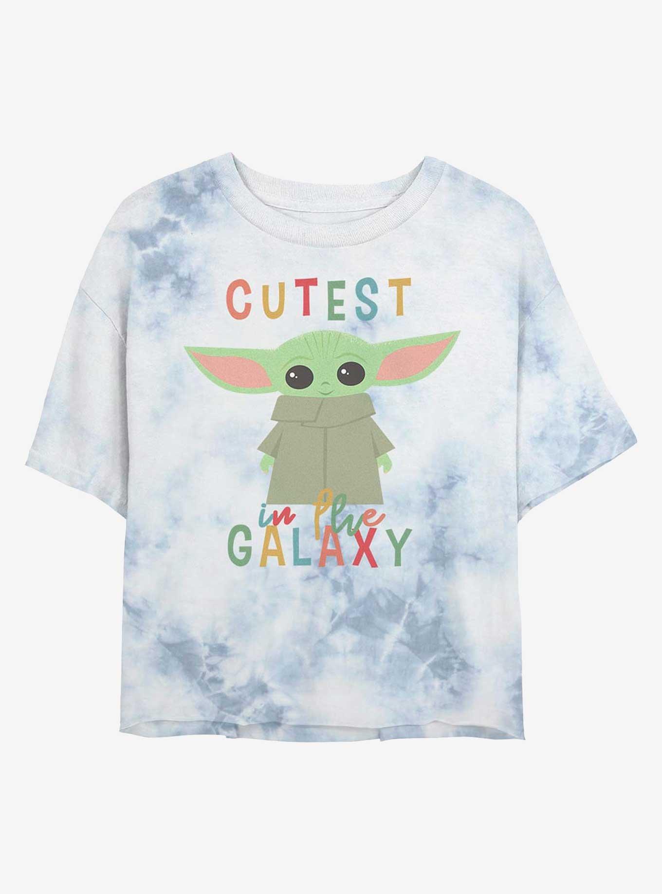 Star Wars The Mandalorian Cutest Little Child Tie-Dye Girls Crop T-Shirt, WHITEBLUE, hi-res