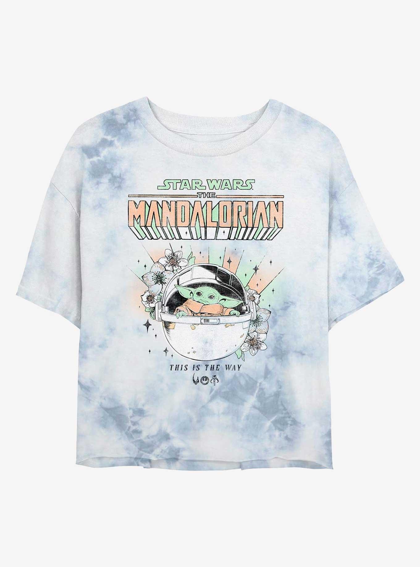 Star Wars The Mandalorian Floral Child Tie-Dye Girls Crop T-Shirt, , hi-res