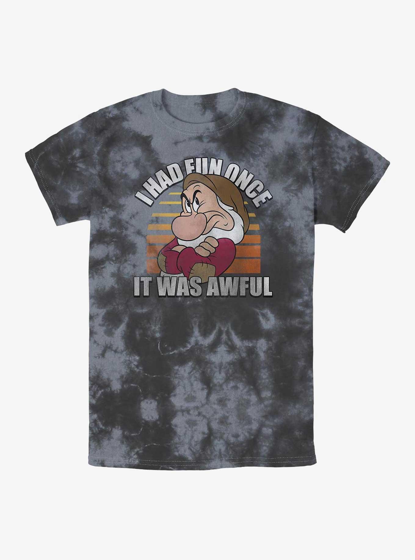 Disney Snow White and the Seven Dwarfs Grumpy No Fun Tie-Dye T-Shirt, BLKCHAR, hi-res