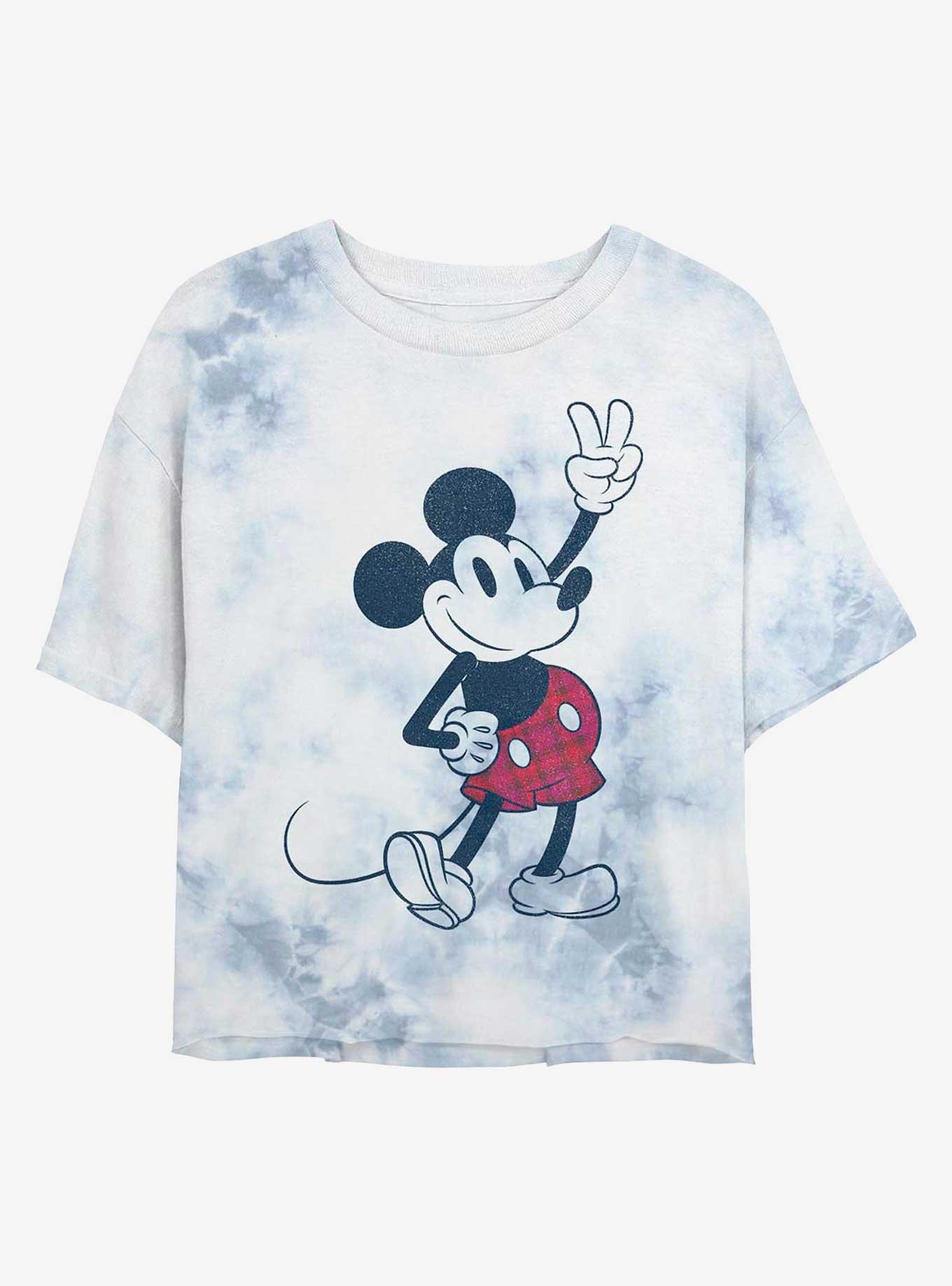 Disney Mickey Mouse Plaid Mickey Tie-Dye Girls Crop T-Shirt, , hi-res