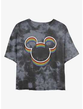 Disney Mickey Mouse Rainbow Ears Tie-Dye Girls Crop T-Shirt, , hi-res