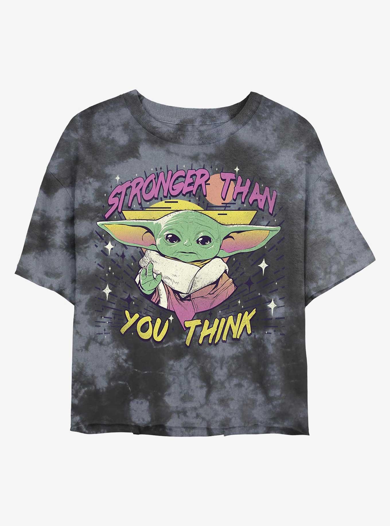 Star Wars The Mandalorian Grogu Stronger Than You Think Tie-Dye Girls Crop T-Shirt, BLKCHAR, hi-res