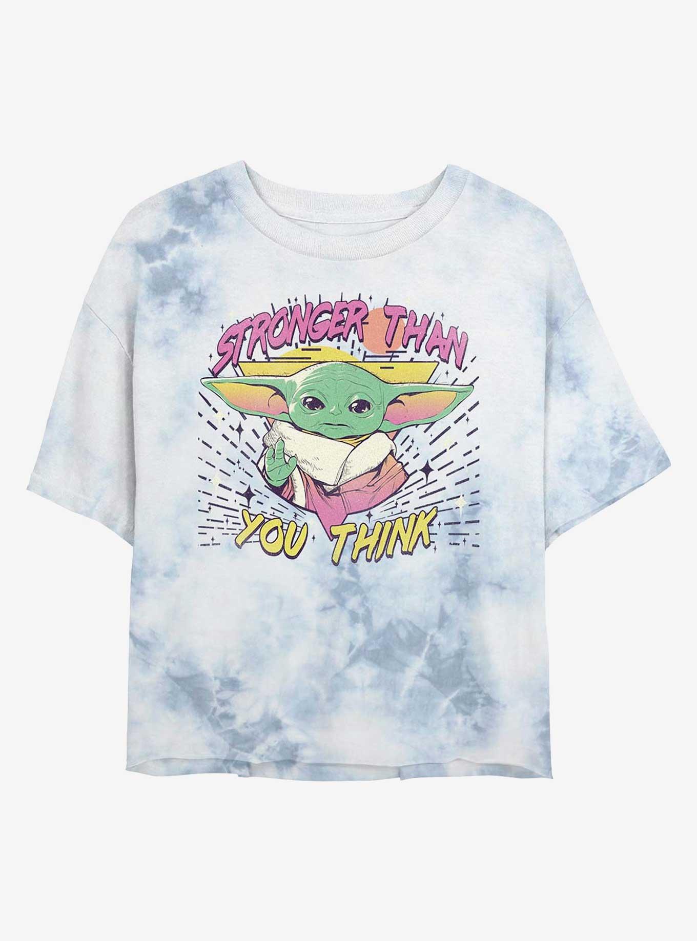 Star Wars The Mandalorian Grogu Stronger Than You Think Tie-Dye Girls Crop T-Shirt, WHITEBLUE, hi-res